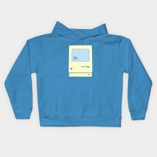 Vintage Computer Saying hi Kids Hoodie